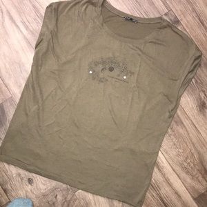 Zara Solar System Olive Embellished Top